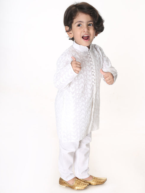 Boy's White Pure Cotton Kurta